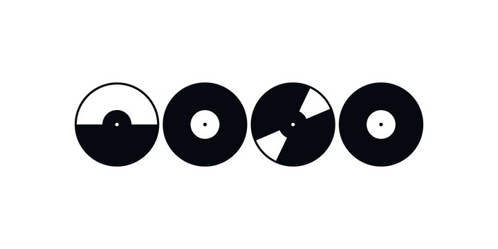 CD and DVD disc icon set featuring optical media symbols for data storage, multimedia, software, and entertainment design projects.
