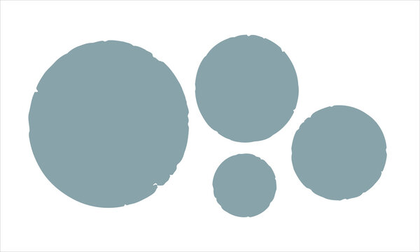 Set of four handdrawn circles in varying sizes with rough, textured edges in a muted blue color
