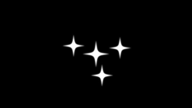 Twinkling star, vector glowing star light effect doodle style on black screen chroma Key, twinkle sparkle stars animation, white cartoon, Glow twinkle movement timeline.4k
