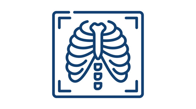Human rib cage vector illustration depicting medical x ray scan featuring blue outline style for science projects