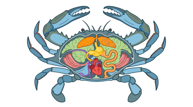 blue crab on white background Crab_internal_anatomy_vector_ill