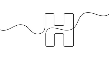 Obraz premium Alphabet h minimalist outline, editable stroke, single line drawing vector illustration