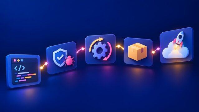 Software Development Process Workflow With Code And Deployment