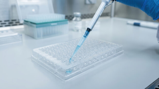 Antimicrobial resistance testing using micropipette and microplate in laboratory