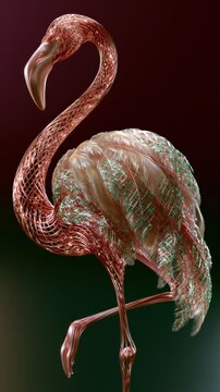 Flamingo Sculpture in Rose-Gold Metallic Design