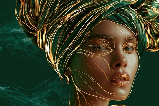 Luxury Fine Line Art Portrait of an African Woman