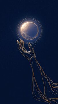Mystical Woman Holding a Glowing Moon in Art