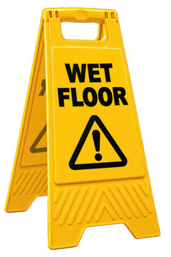 Wet Floor Warning Sign &ndash; Yellow Safety Caution Stand