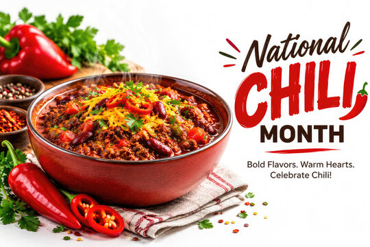 National Chili Month &ndash; Spicy Chili Con Carne with Fresh Red Pepper