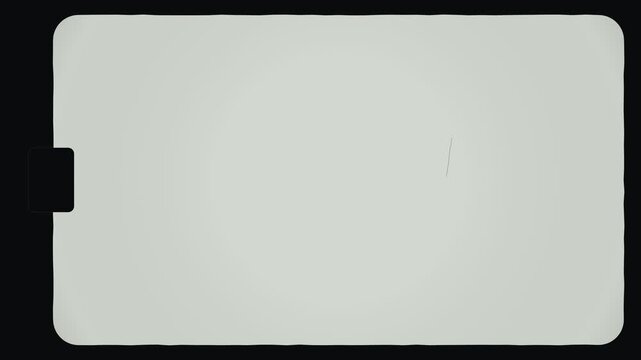 Vintage 8mm Film Aperture Frame Matte Overlay with Side Sprocket Perforation and Moving Dust Flecks on Black Border for Retro Cinema Edit