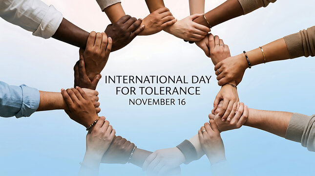 Diverse hands forming a circle symbolizing unity tolerance and inclusion together