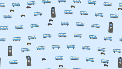 Blue Buses Cars and Traffic Lights Pattern © aurel