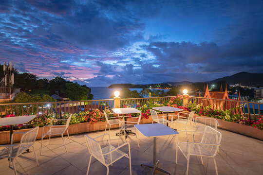 Night lights of a garden resort in Phuket, Thailand