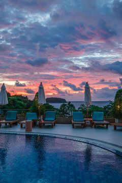 Night lights of a garden resort in Phuket, Thailand