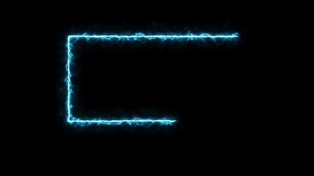 Abstract glowing blue rectangle forming on black background with subtle energy effect