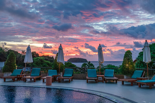 Night lights of a garden resort in Phuket, Thailand