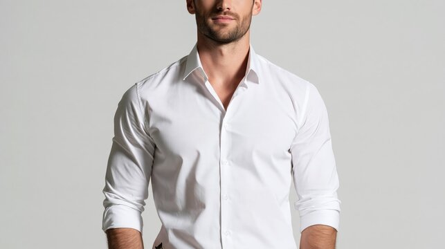 A man in a white shirt with a beard, standing against a plain background.
