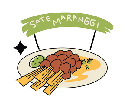 Sate Maranggi Dish Illustration