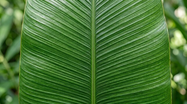 Green palm leaf texture with fine parallel veins and glossy emerald tones