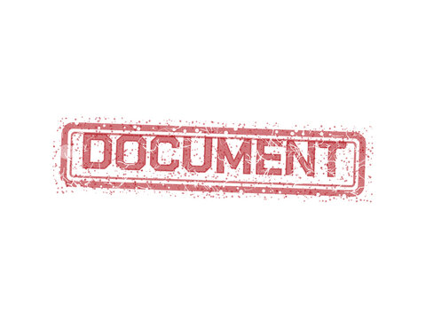 Bold red grunge rubber stamp with text document horizontal template on white