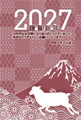 Obraz premium 富士山と伝統的な和柄が施された日本のお祝いグリーティングカード