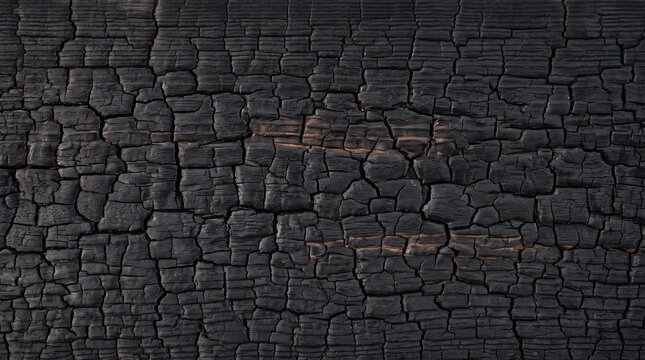 Charred black shou sugi ban cedar wood texture with alligator cracks