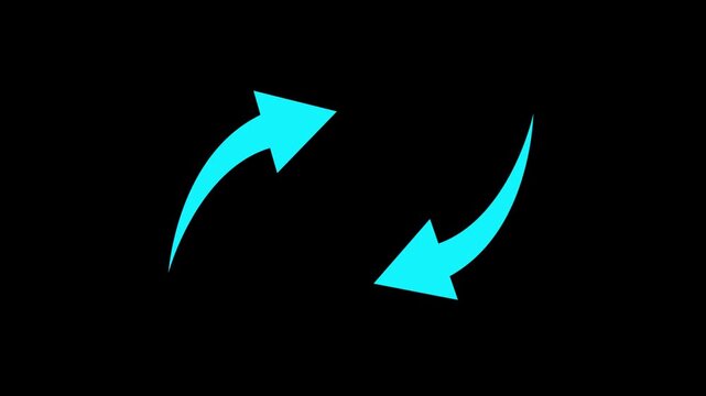 Cyan Arrows Rotating Seamlessly in Circular Motion Against Dark Background