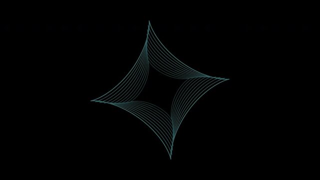 Rotating layered astroid curves in petrol teal on transparent background
