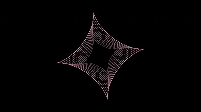 Rotating layered astroid curves in rose pink on transparent background