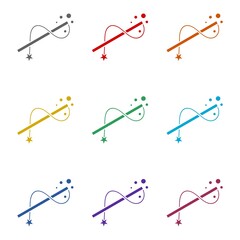 Obraz premium Magic wand sign icon isolated on white background. Set icons colorful