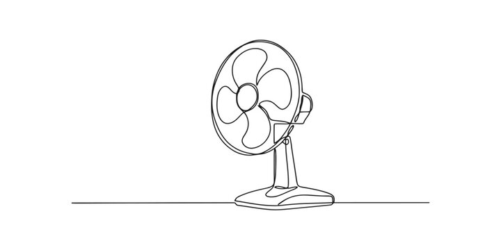 Continuous one line drawing of a small electric desk fan