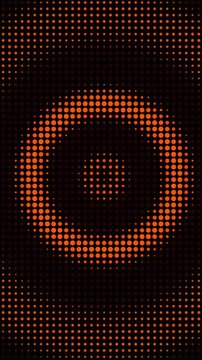 Abstract Glowing Orange LED Dot Pattern Moving on Dark Background