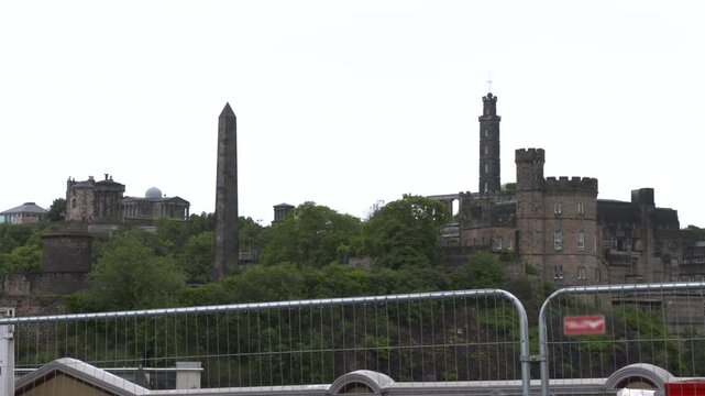 Calton Hill viewed from Edinburgh city center, Scotland