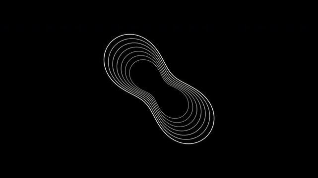Rotating Cassini oval contours in pearl white on transparent background