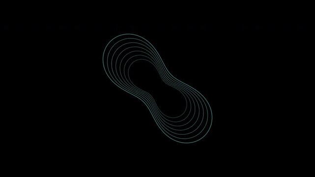 Rotating Cassini oval contours in petrol teal on transparent background
