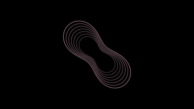 Rotating Cassini oval contours in rose pink on transparent background