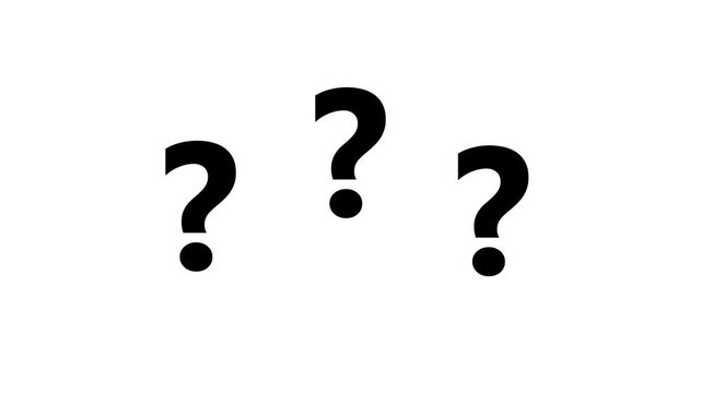 black Question Mark Animation with Dots on white Background 4k video animation.
