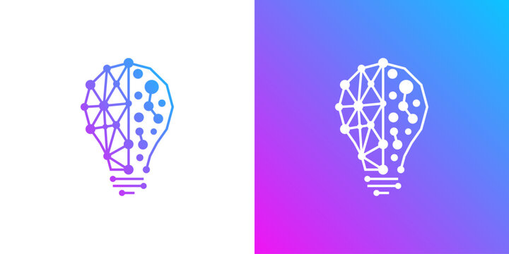 logo design combining lamp and dot connect, design vector icon idea