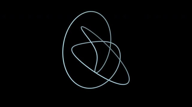 Rotating figure eight knot sculpture in ice blue on transparent background