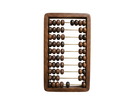 Vintage wooden abacus with dark beads for calculation and counting.