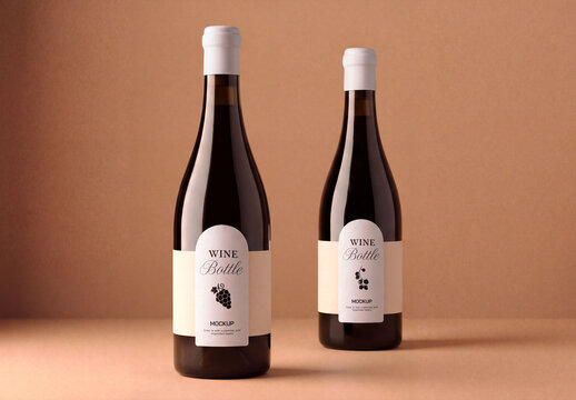 Wine Bottle Label Mockup Set
