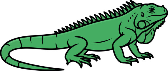 Fototapeta premium Cute Green Iguana Cartoon Reptile Animal