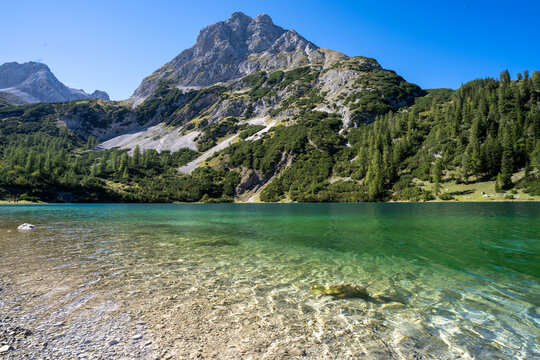Alp lake with clear water