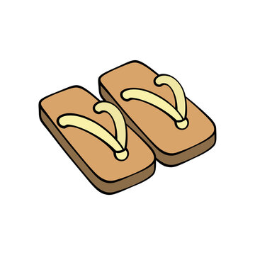 Traditional Japanese wooden geta sandals vector illustration isolated on transparent background for cultural and fashion design concepts