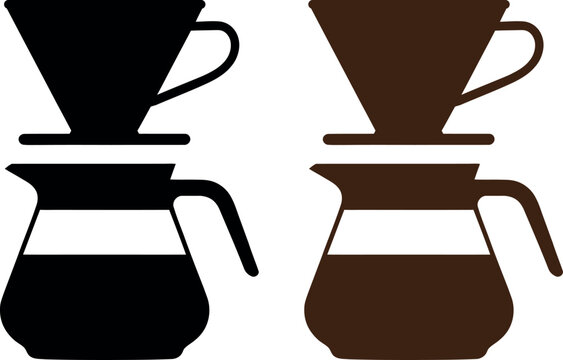 Two chemex coffee makers with pour-over dripper and handle for brewing coffee