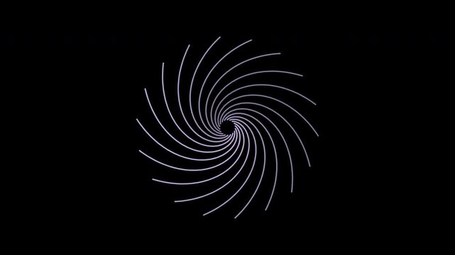 Rotating logarithmic spiral fan in lavender purple on transparent background