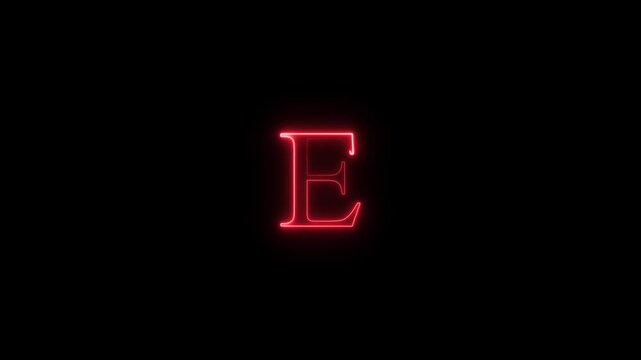 Red Neon Letters Forming 'E' Against Black Background With Subtle Cinematic Camera Movement