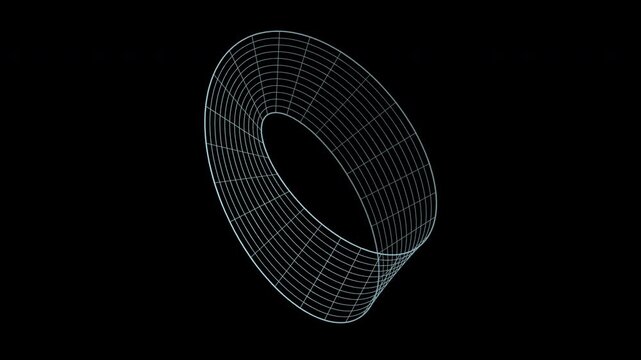 Twisting Mobius contour band in ice blue on transparent background