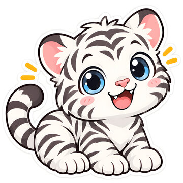 Cheerful Chibi White Tiger