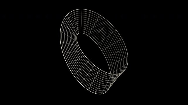 Twisting Mobius contour band in ivory cream on transparent background